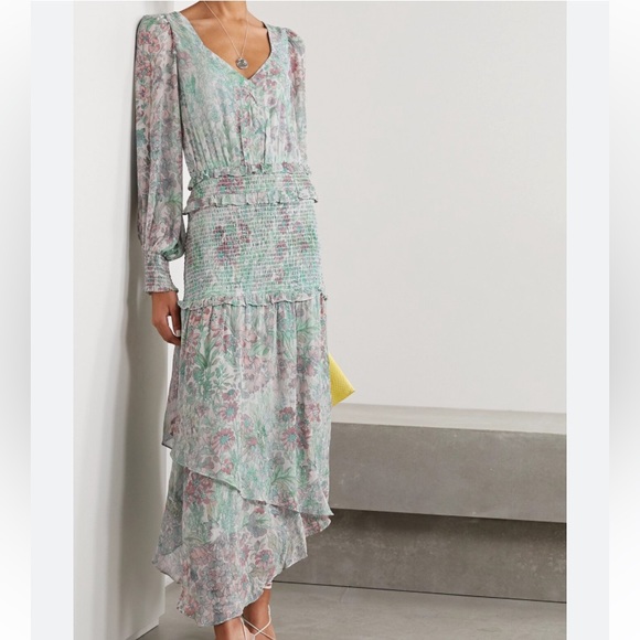 NWT LoveShackFancy Carrillo Asymetric Shirred Dress - Picture 2 of 16